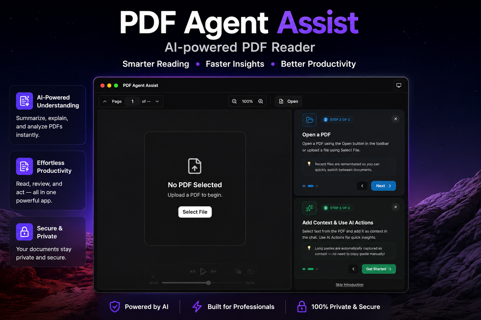 Open Any PDF Step 2: File browser interface for opening and selecting PDF documents in PDF Agent Assist